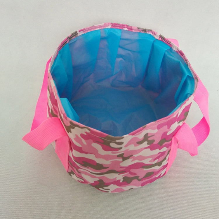 Portable Outdoor 600D Oxford Cloth Fishing Water Basin Travel Camping Washbasin Bucket Sink Bag, Color:Camouflage Pink