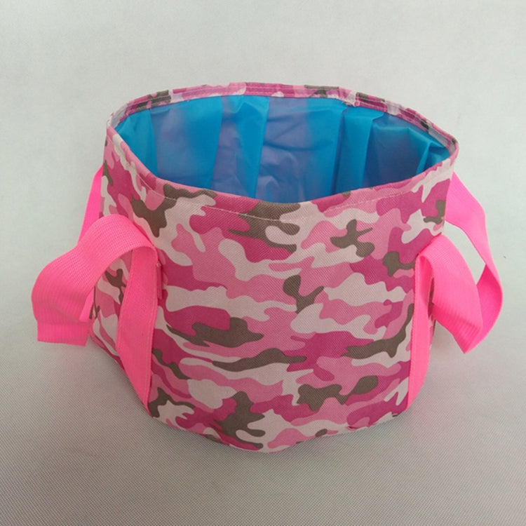 Portable Outdoor 600D Oxford Cloth Fishing Water Basin Travel Camping Washbasin Bucket Sink Bag, Color:Camouflage Pink