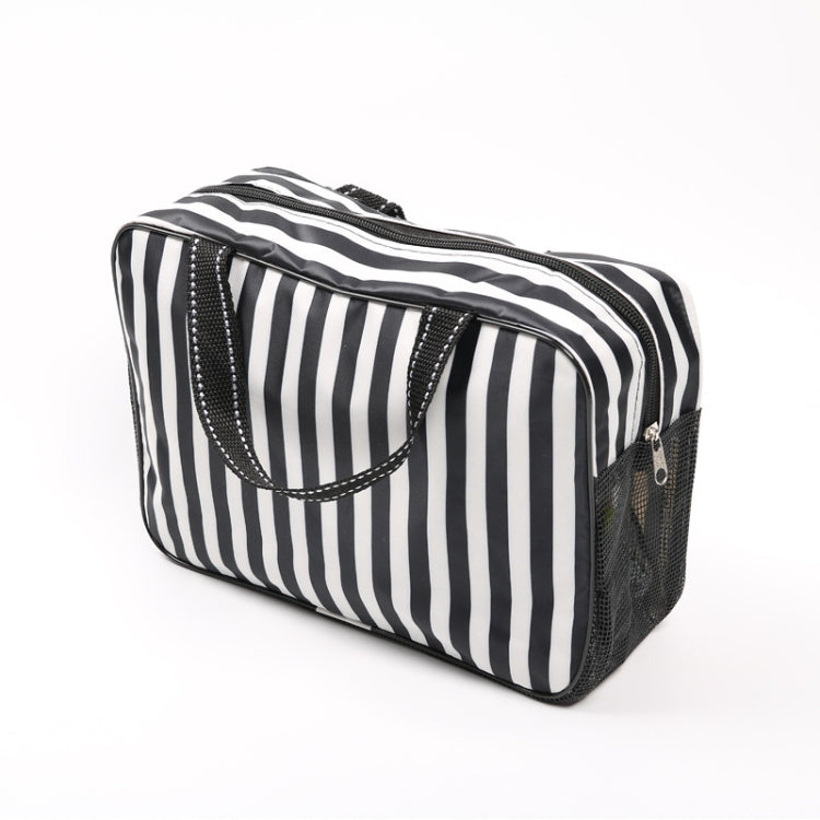 Unisex Stripe Waterproof Bath Cosmetic Storage Bag Travel Bag(Black)