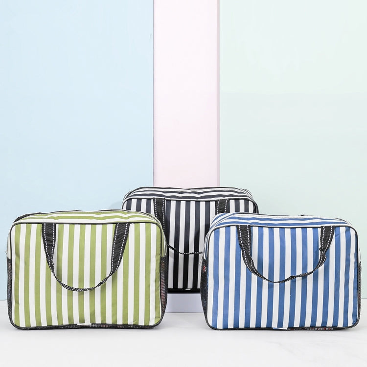 Unisex Stripe Waterproof Bath Cosmetic Storage Bag Travel Bag(Black)