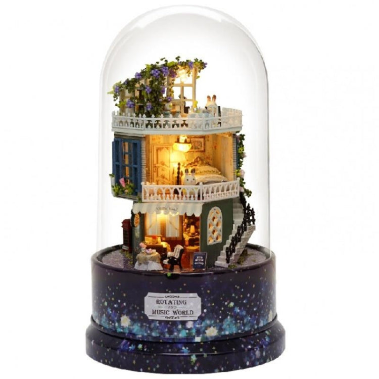 Rotatable Music Box Miniature Wooden House Kits DIY Toy Accessories Crafts