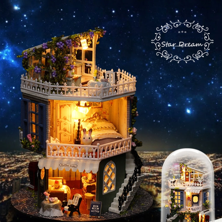 Rotatable Music Box Miniature Wooden House Kits DIY Toy Accessories Crafts