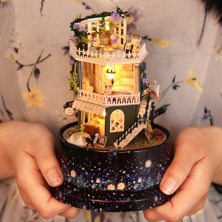 Rotatable Music Box Miniature Wooden House Kits DIY Toy Accessories Crafts