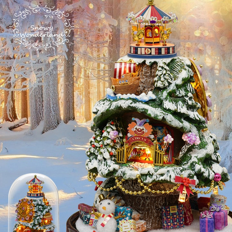 Rotatable Music Box Miniature Wooden House Kits DIY Toy Accessories Crafts