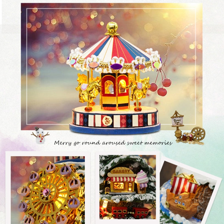 Rotatable Music Box Miniature Wooden House Kits DIY Toy Accessories Crafts