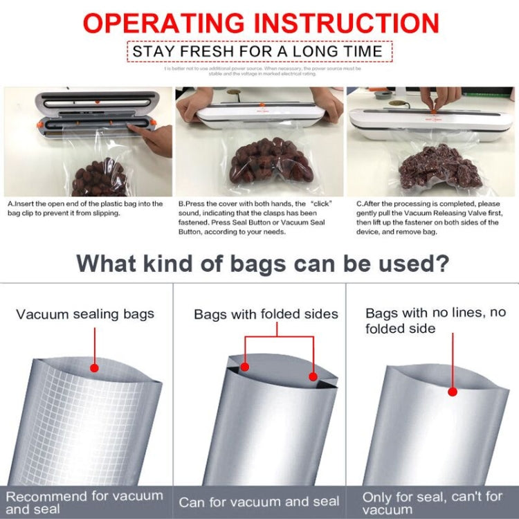 Home Kitchen Electric Vacuum Sealer Packaging Machine Including 10 Food Saver Bags