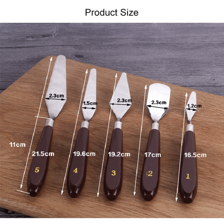 5 in 1 Stainless Steel Palette Scraper Set Artist Oil Painting Spatula Knives Knife Blade