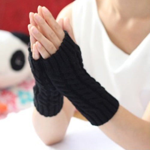 Women Sleeve Twist Arm Knitted Short Arm Warm Fingerless High The Cuff Gloves Keep Winter Elastic Solid Wool Warmers Arm, 1 Pair