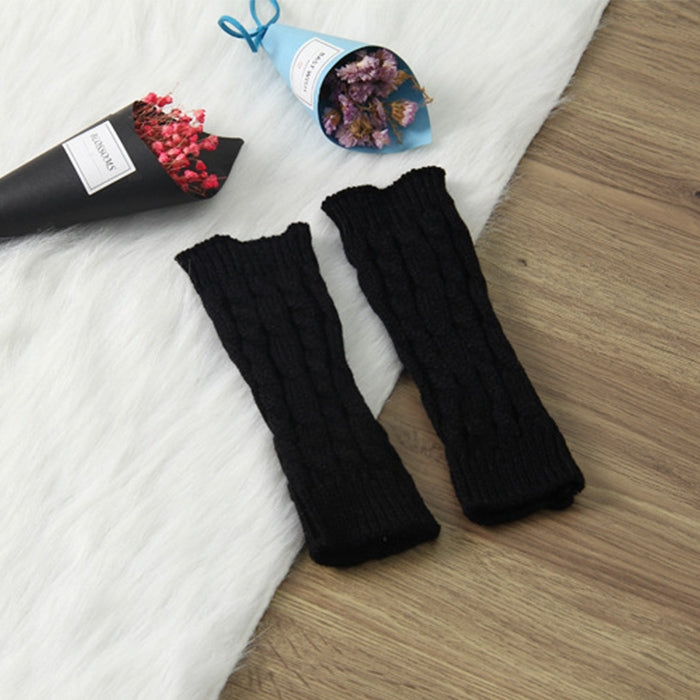Women Sleeve Twist Arm Knitted Short Arm Warm Fingerless High The Cuff Gloves Keep Winter Elastic Solid Wool Warmers Arm, 1 Pair