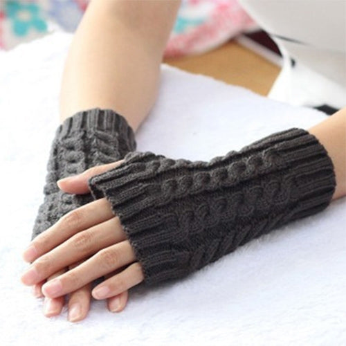 Women Sleeve Twist Arm Knitted Short Arm Warm Fingerless High The Cuff Gloves Keep Winter Elastic Solid Wool Warmers Arm, 1 Pair