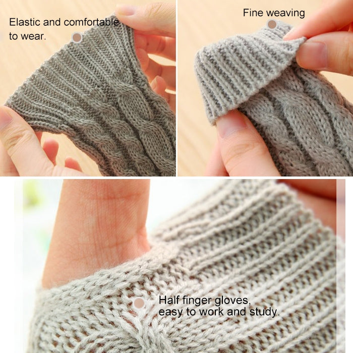 Women Sleeve Twist Arm Knitted Short Arm Warm Fingerless High The Cuff Gloves Keep Winter Elastic Solid Wool Warmers Arm, 1 Pair