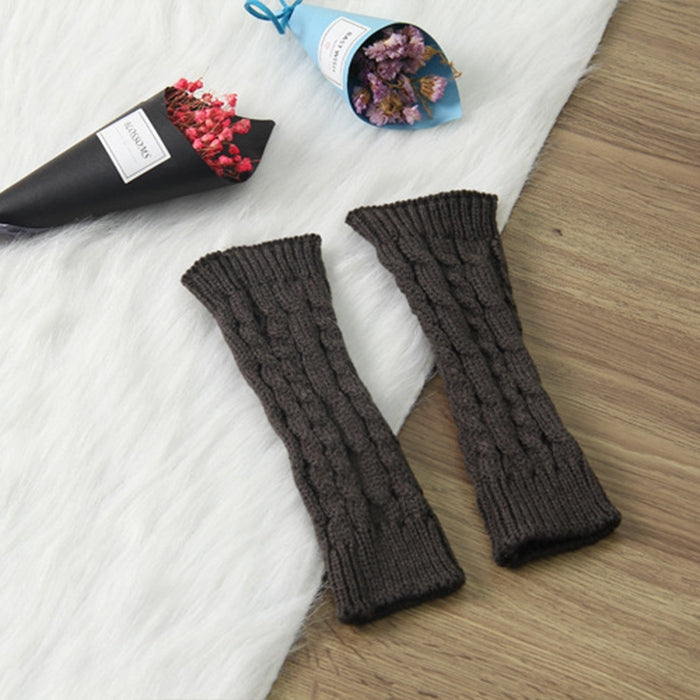 Women Sleeve Twist Arm Knitted Short Arm Warm Fingerless High The Cuff Gloves Keep Winter Elastic Solid Wool Warmers Arm, 1 Pair