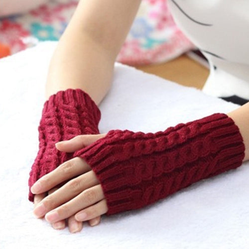 Women Sleeve Twist Arm Knitted Short Arm Warm Fingerless High The Cuff Gloves Keep Winter Elastic Solid Wool Warmers Arm, 1 Pair