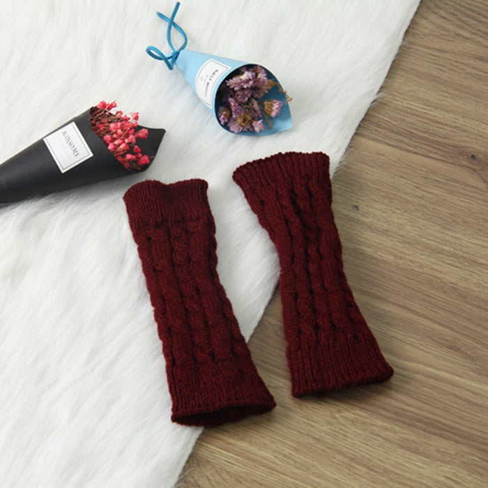 Women Sleeve Twist Arm Knitted Short Arm Warm Fingerless High The Cuff Gloves Keep Winter Elastic Solid Wool Warmers Arm, 1 Pair