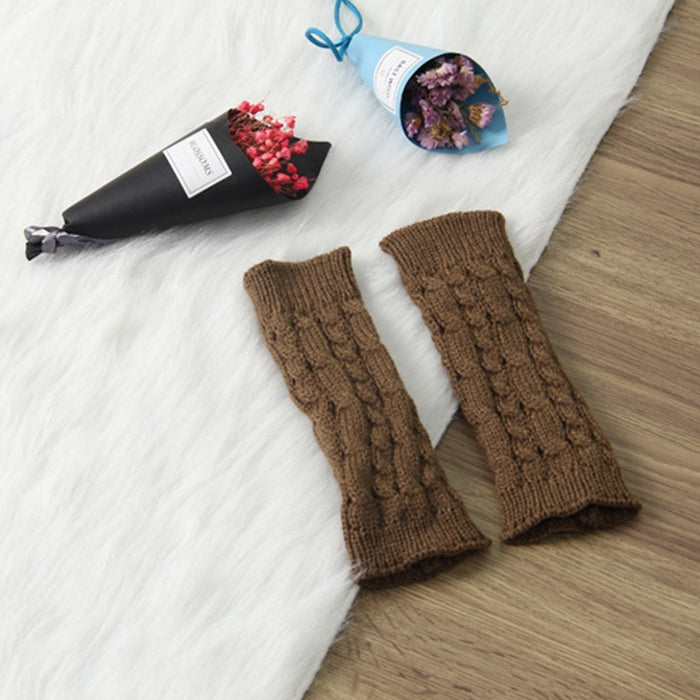 Women Sleeve Twist Arm Knitted Short Arm Warm Fingerless High The Cuff Gloves Keep Winter Elastic Solid Wool Warmers Arm, 1 Pair