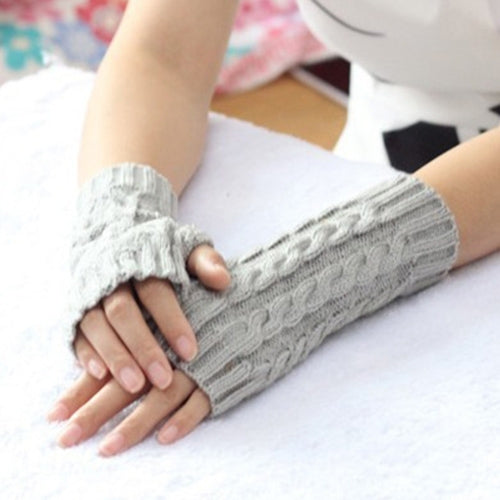 Women Sleeve Twist Arm Knitted Short Arm Warm Fingerless High The Cuff Gloves Keep Winter Elastic Solid Wool Warmers Arm, 1 Pair