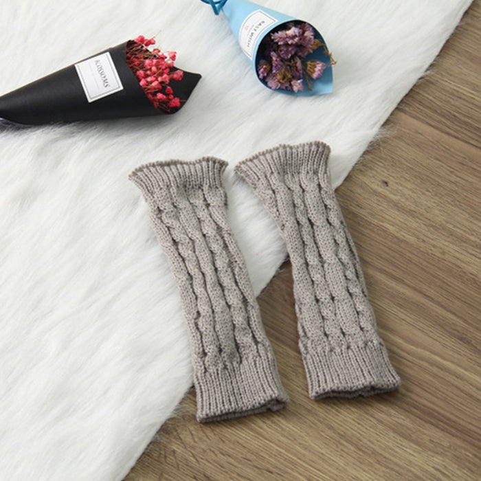Women Sleeve Twist Arm Knitted Short Arm Warm Fingerless High The Cuff Gloves Keep Winter Elastic Solid Wool Warmers Arm, 1 Pair