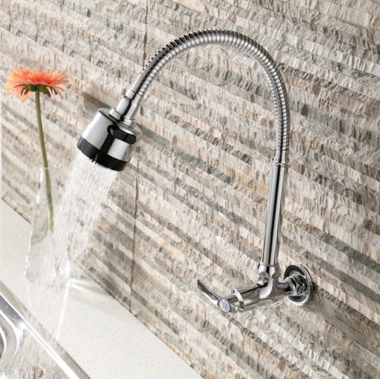 Kitchen Faucet Anti-splash Head Wash Basin Sink Universal Rotatable Faucet Full Copper Joint, Style:Hot & Cold Water
