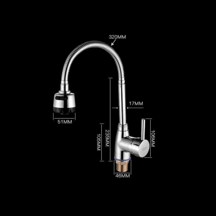 Kitchen Faucet Anti-splash Head Wash Basin Sink Universal Rotatable Faucet Full Copper Joint, Style:Hot & Cold Water