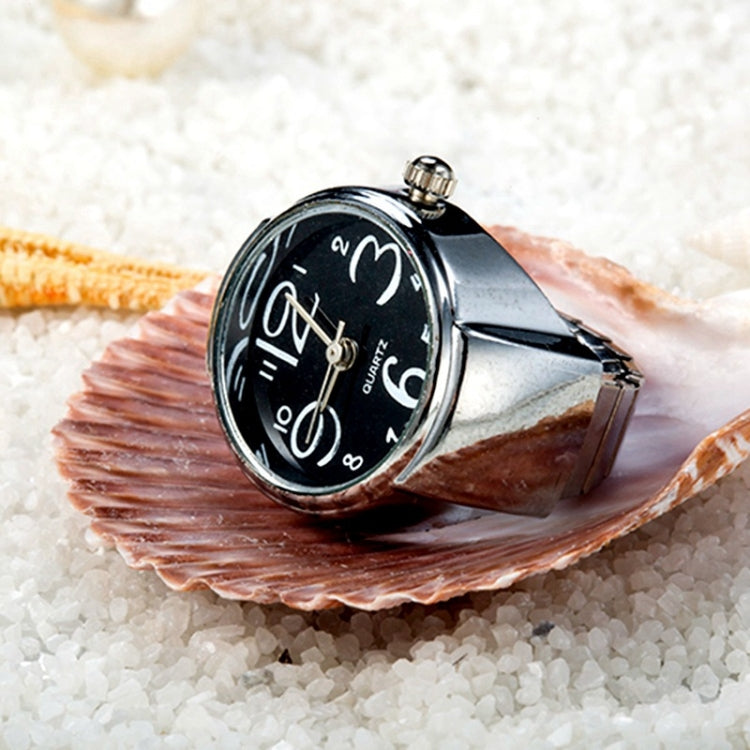 2PCS L04 Dial Quartz Analog Watch Creative Steel Cool Elastic Quartz Finger Ring Watch for Men / Women