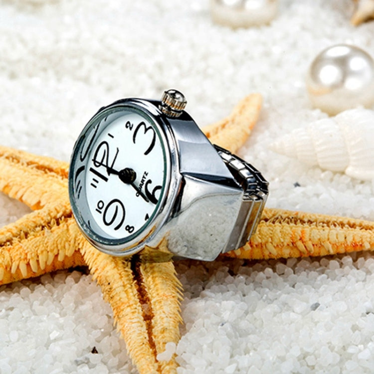 2PCS L04 Dial Quartz Analog Watch Creative Steel Cool Elastic Quartz Finger Ring Watch for Men / Women