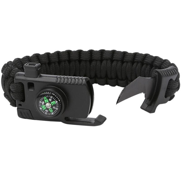 5 in 1 Outdoor Camping Rescue Bracelet with Flint & High-precision Mini Compass & Rope Cutter & Survival Whistle & Umbrella Rope Function