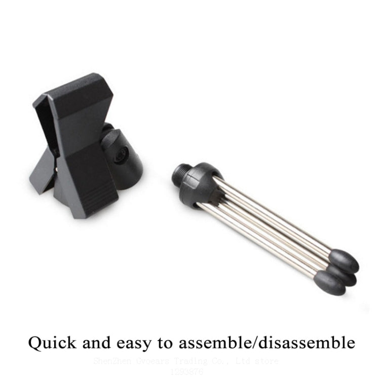 Microphone Stand Adjustable Microphone Stand Foldable Mic Clamp Clip Holder Stand Metal Tripod(Black)