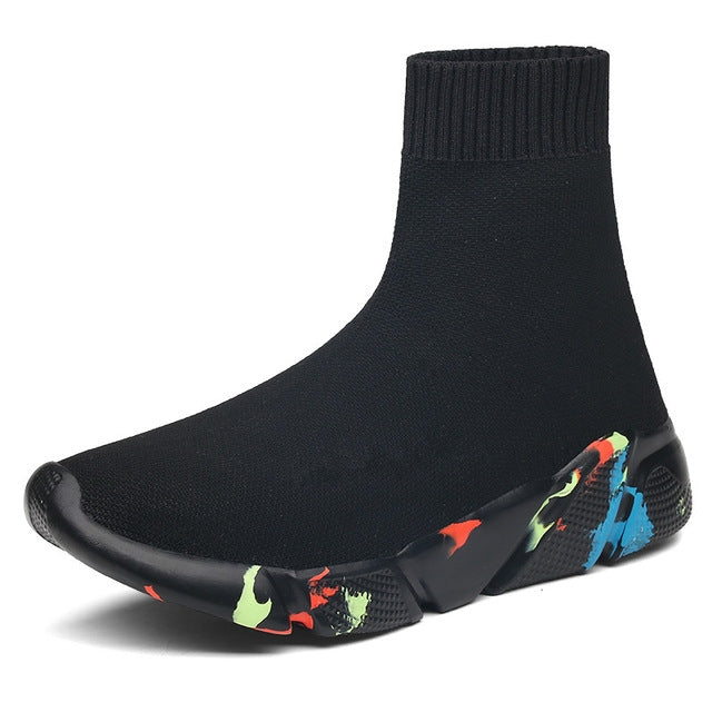 Knit Upper Breathable Sport Sock Boots Chunky Sneakers High Top Running Shoes for Men /  Women, Shoe Size:35