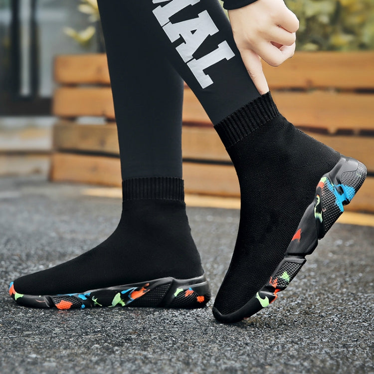 Knit Upper Breathable Sport Sock Boots Chunky Sneakers High Top Running Shoes for Men /  Women, Shoe Size:39