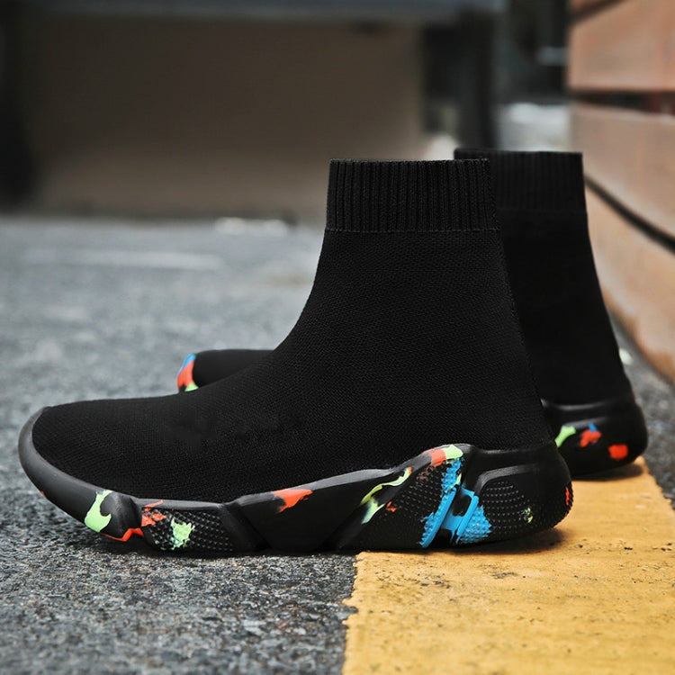 Knit Upper Breathable Sport Sock Boots Chunky Sneakers High Top Running Shoes for Men /  Women, Shoe Size:47