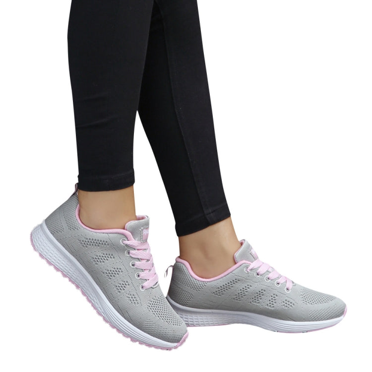 Mesh Breathable Flat Sneakers Running Shoes Casual Shoes for Women, Size:36