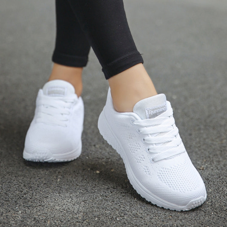 Mesh Breathable Flat Sneakers Running Shoes Casual Shoes for Women, Size:36