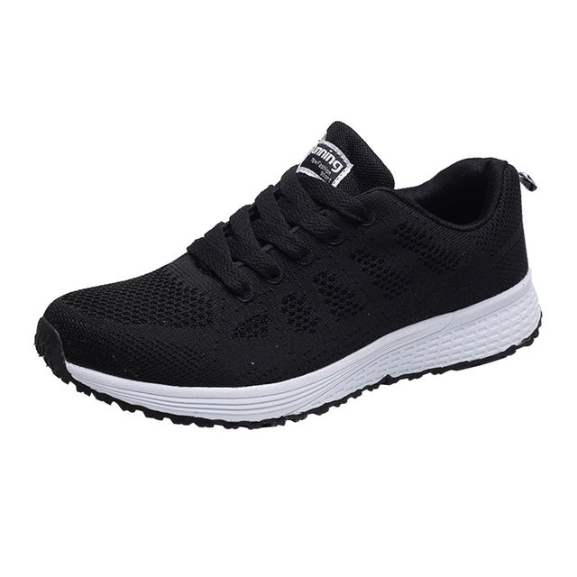 Mesh Breathable Flat Sneakers Running Shoes Casual Shoes for Women, Size:38
