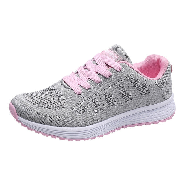 Mesh Breathable Flat Sneakers Running Shoes Casual Shoes for Women, Size:38