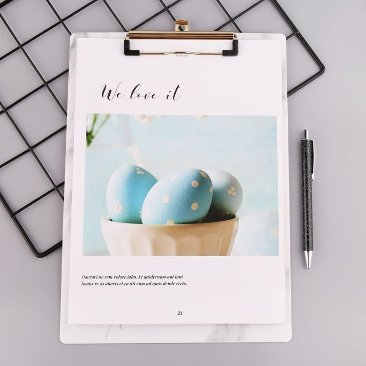Marble Pattern Clipboard Writing Pad File Folders Document Holder School Office Stationery, Size:A5