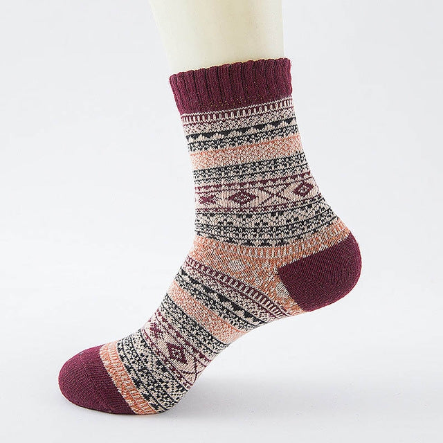 3 Pairs Thick Rabbit Wool National Wind Square Tube Socks for Men