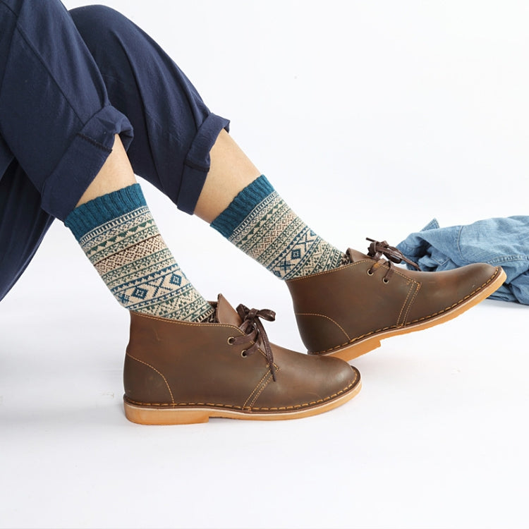 3 Pairs Thick Rabbit Wool National Wind Square Tube Socks for Men