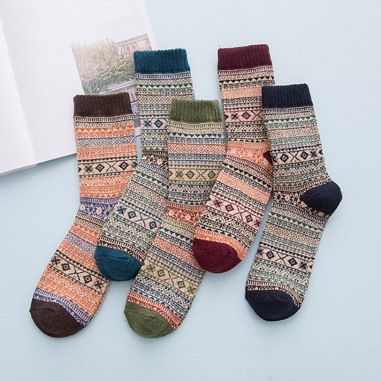3 Pairs Thick Rabbit Wool National Wind Square Tube Socks for Men