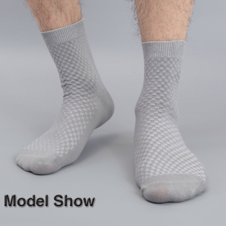3 Pairs of Bamboo Fiber Men Double Needle Dark Flower Small Square Section Business Tube Socks
