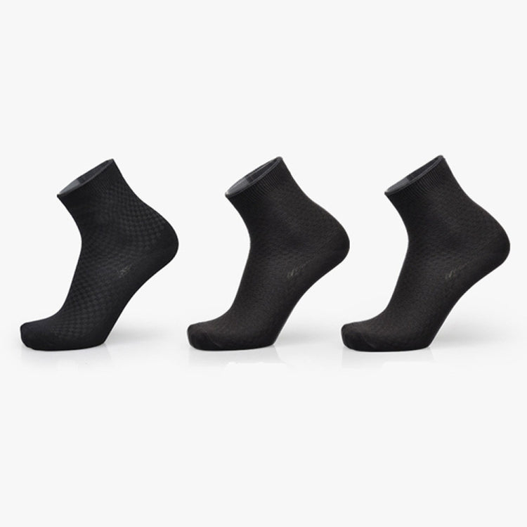 3 Pairs of Bamboo Fiber Men Double Needle Dark Flower Small Square Section Business Tube Socks