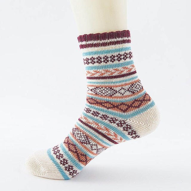 10 Pairs Thick Rabbit Wool National Wind Square Tube Socks for Men