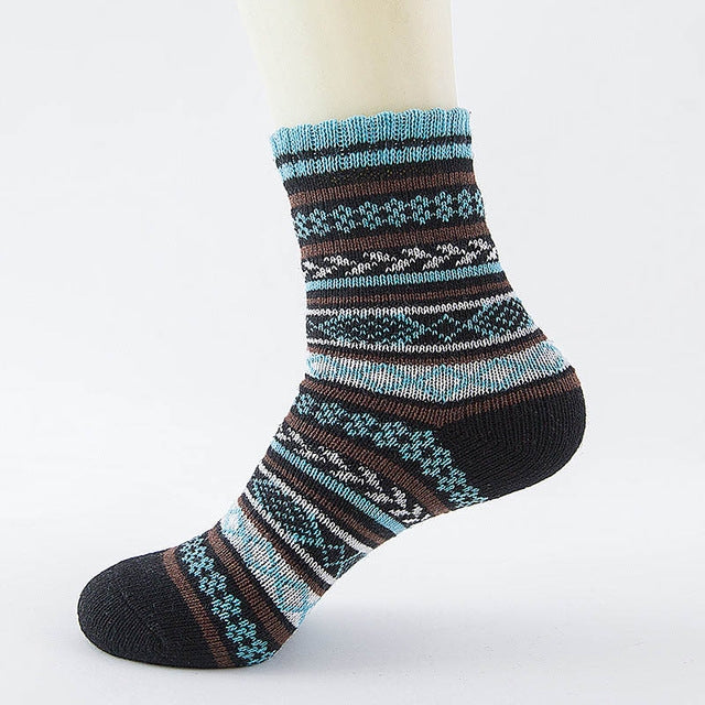 10 Pairs Thick Rabbit Wool National Wind Square Tube Socks for Men