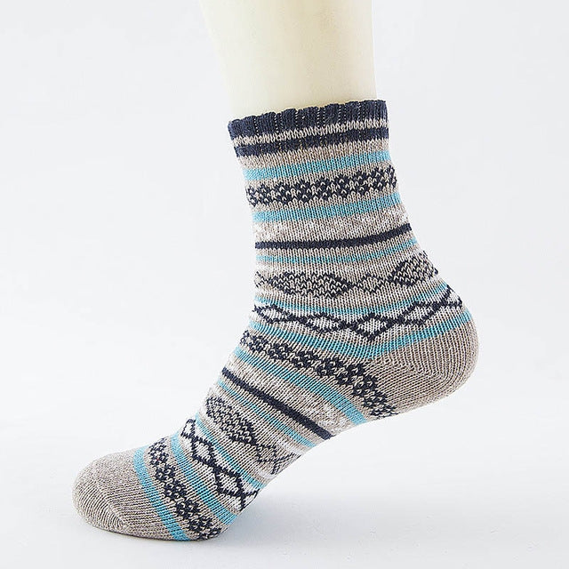 10 Pairs Thick Rabbit Wool National Wind Square Tube Socks for Men