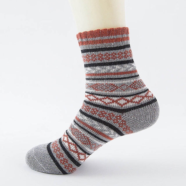 10 Pairs Thick Rabbit Wool National Wind Square Tube Socks for Men