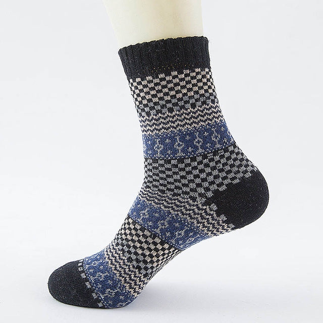 10 Pairs Thick Rabbit Wool National Wind Square Tube Socks for Men