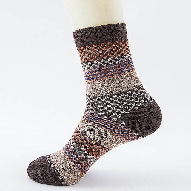 10 Pairs Thick Rabbit Wool National Wind Square Tube Socks for Men