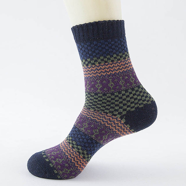 10 Pairs Thick Rabbit Wool National Wind Square Tube Socks for Men