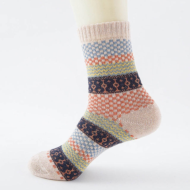 10 Pairs Thick Rabbit Wool National Wind Square Tube Socks for Men