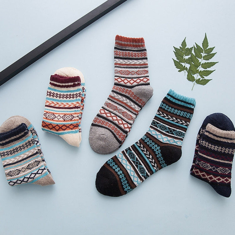 10 Pairs Thick Rabbit Wool National Wind Square Tube Socks for Men