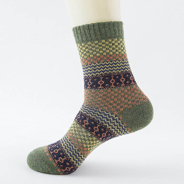 10 Pairs Thick Rabbit Wool National Wind Square Tube Socks for Men